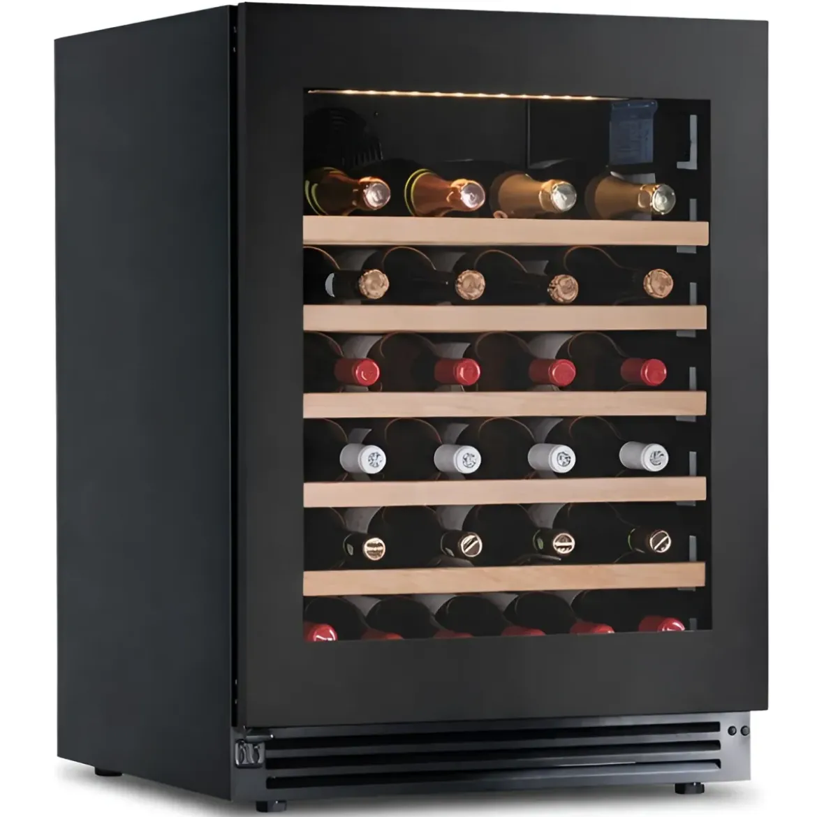 Cantinetta Vino a Incasso 52 Bottiglie Nero Ventilata Classe G Acciaio