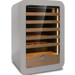 Cantinetta Vino 36 Bottiglie 5 Ripiani in Legno Classe G Grigio LED