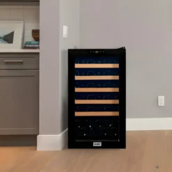 Cantinetta Vino Defrost 91L Nero Frigorifero con Ripiani e Luce LED