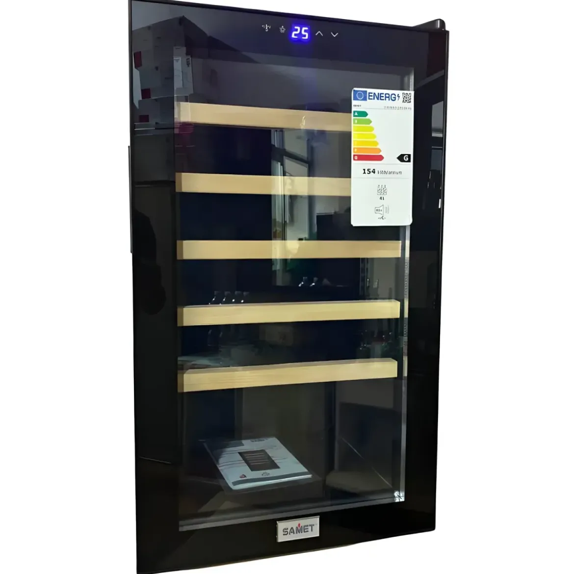 Cantinetta Vino Defrost 91L Nero Frigorifero con Ripiani e Luce LED