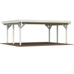 Carport Auto Doppio in Legno Abete Grezzo 600x562x321 cm con Copertura