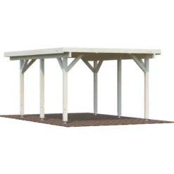 Carport Auto Singolo Legno Abete Grezzo 360x512x230 cm con Copertura