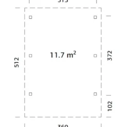Carport Auto Singolo Legno Abete Grezzo 360x512x230 cm con Copertura
