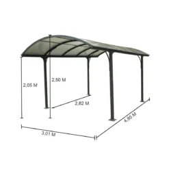 Carport in Alluminio 3x4.8 metri Policarbonato Gazebo Posto Auto Capanno Tettoia