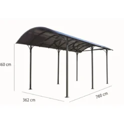 Carport in Alluminio 3.6x7.6 mt Policarbonato Posto Auto Tettoia Camper Furgoni