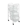 Carrellino Salvaspazio 4 Ripiani con Ruote Lavanderia Cucina Bagno Scorrevole
