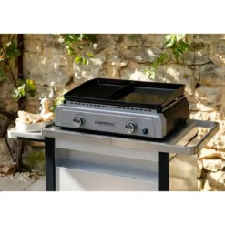 Carrello Barbecue Acciaio Pieghevole 120x63x73 cm Compatibile Ruote