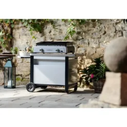 Carrello Barbecue Acciaio Pieghevole 120x63x73 cm Compatibile Ruote