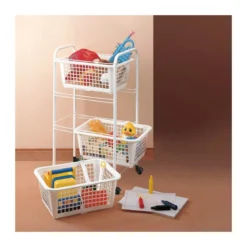Carrello Organizer 3 Ripiani Scaffale con Ruote Cucina Bagno Ufficio Scorrevole