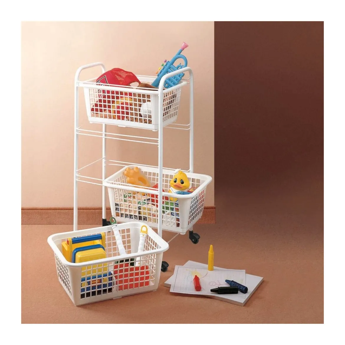 Carrello Organizer 3 Ripiani Scaffale con Ruote Cucina Bagno Ufficio Scorrevole