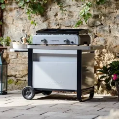 Carrello per Barbecue Campignaz in Acciaio con Ripiano Estraibile
