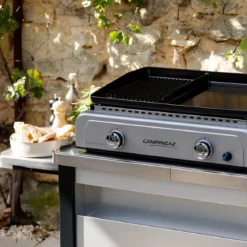 Carrello per Barbecue Campignaz in Acciaio con Ripiano Estraibile