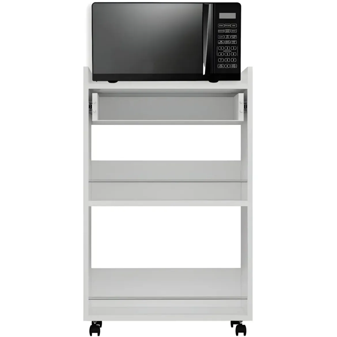 Carrello per Cucina Mobile Multiuso Ruote Bianco 1 Cassetto 2 Ripiani