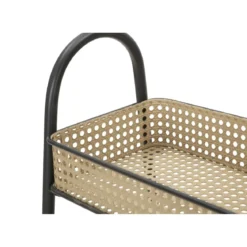 Carrello Portapiante con Ruote 3 Ripiani in Metallo Beige Nero