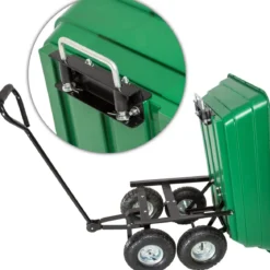 Carrello Portatutto 4 ruote Sterzanti Ribaltabile Carretto da Giardino Rimorchio