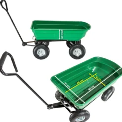 Carrello Portatutto 4 ruote Sterzanti Ribaltabile Carretto da Giardino Rimorchio