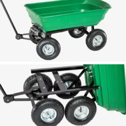 Carrello Portatutto 4 ruote Sterzanti Ribaltabile Carretto da Giardino Rimorchio