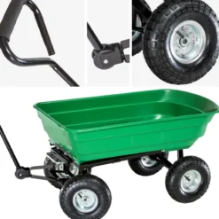 Carrello Portatutto 4 ruote Sterzanti Ribaltabile Carretto da Giardino Rimorchio