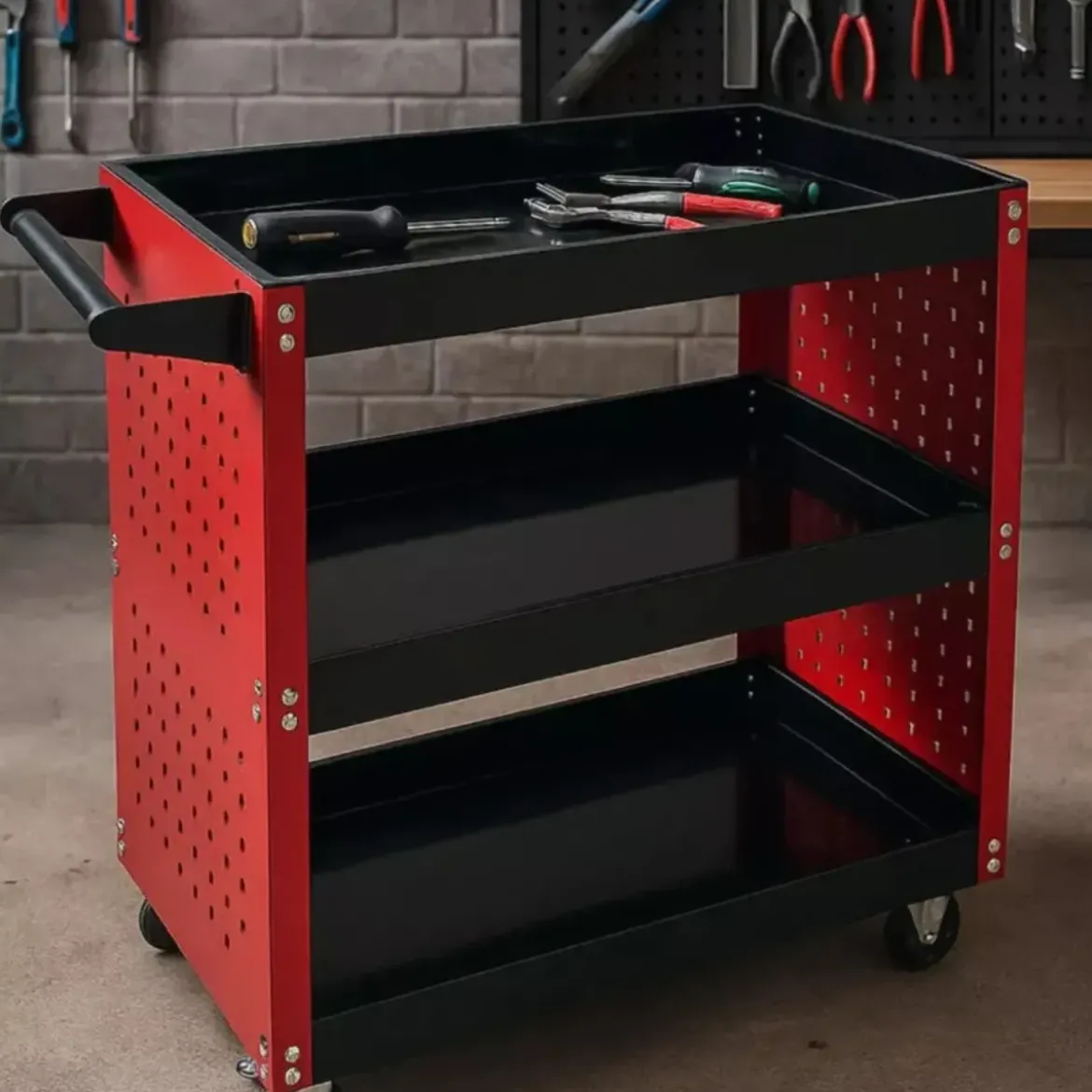 Carrello Portautensili Preforato 3 Ripiani Portata 100 kg 75x35x72 cm
