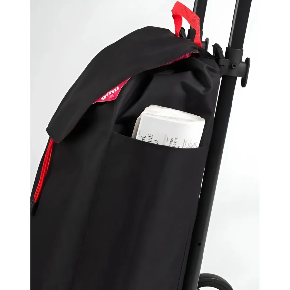 Carrello Spesa Gimi 4 Ruote Pieghevole XL 50L Nero Tasca Interna