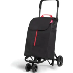 Carrello Spesa Gimi 4 Ruote Pieghevole XL 50L Nero Tasca Interna