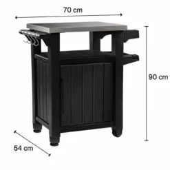 Carrello Tavolino Barbecue Tavolo con Ruote Inox Grafite Bbq Acciaio da Esterno