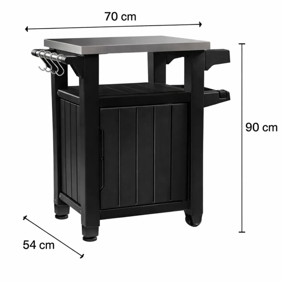 Carrello Tavolino Barbecue Tavolo con Ruote Inox Grafite Bbq Acciaio da Esterno