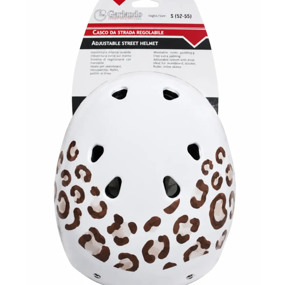 Casco per Bambini Leopardato S 52-55cm per Pattini Skateboard