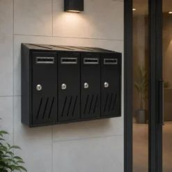 Casellario Postale 4 Posti in Acciaio Antracite Serrature con 2 Chiavi
