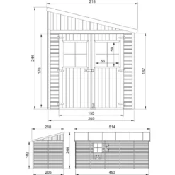 Casetta Addossata da Giardino in Legno Chiusa 2x5 m Finestre 10 m2