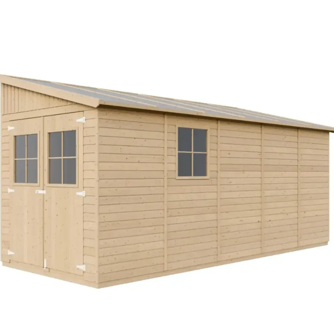 Casetta Addossata da Giardino in Legno Chiusa 2x5 m Finestre 10 m2