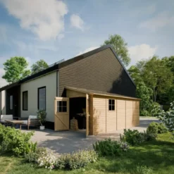 Casetta Addossata da Giardino in Legno Chiusa 2x5 m Finestre 10 m2