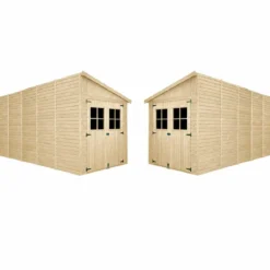 Casetta Addossata da Giardino in Legno Chiusa 2x5 m Pavimento 10 m2