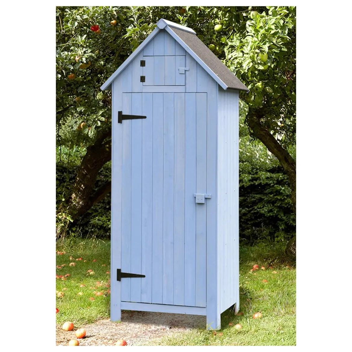 Casetta Armadio in Legno Azzurro Ripiani Mobile Ripostiglio da Giardino Attrezzi