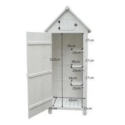Casetta Armadio in Legno Bianco Ripiani Terrazzo Ripostiglio Giardino Attrezzi