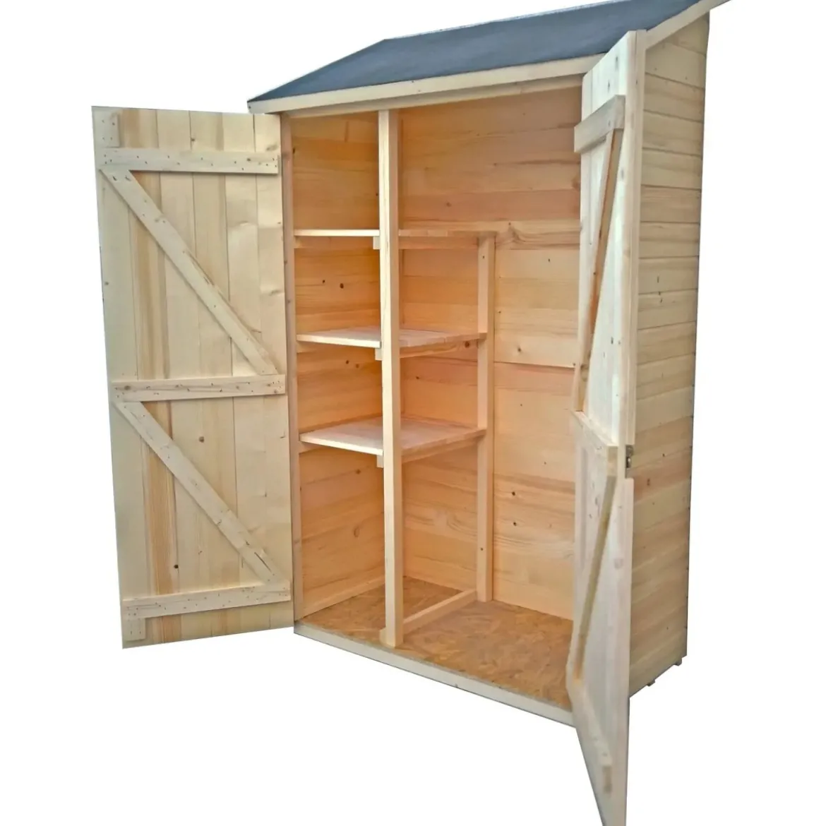 Casetta Armadio 120x60 in Legno per Attrezzi Giardino con Ripiani