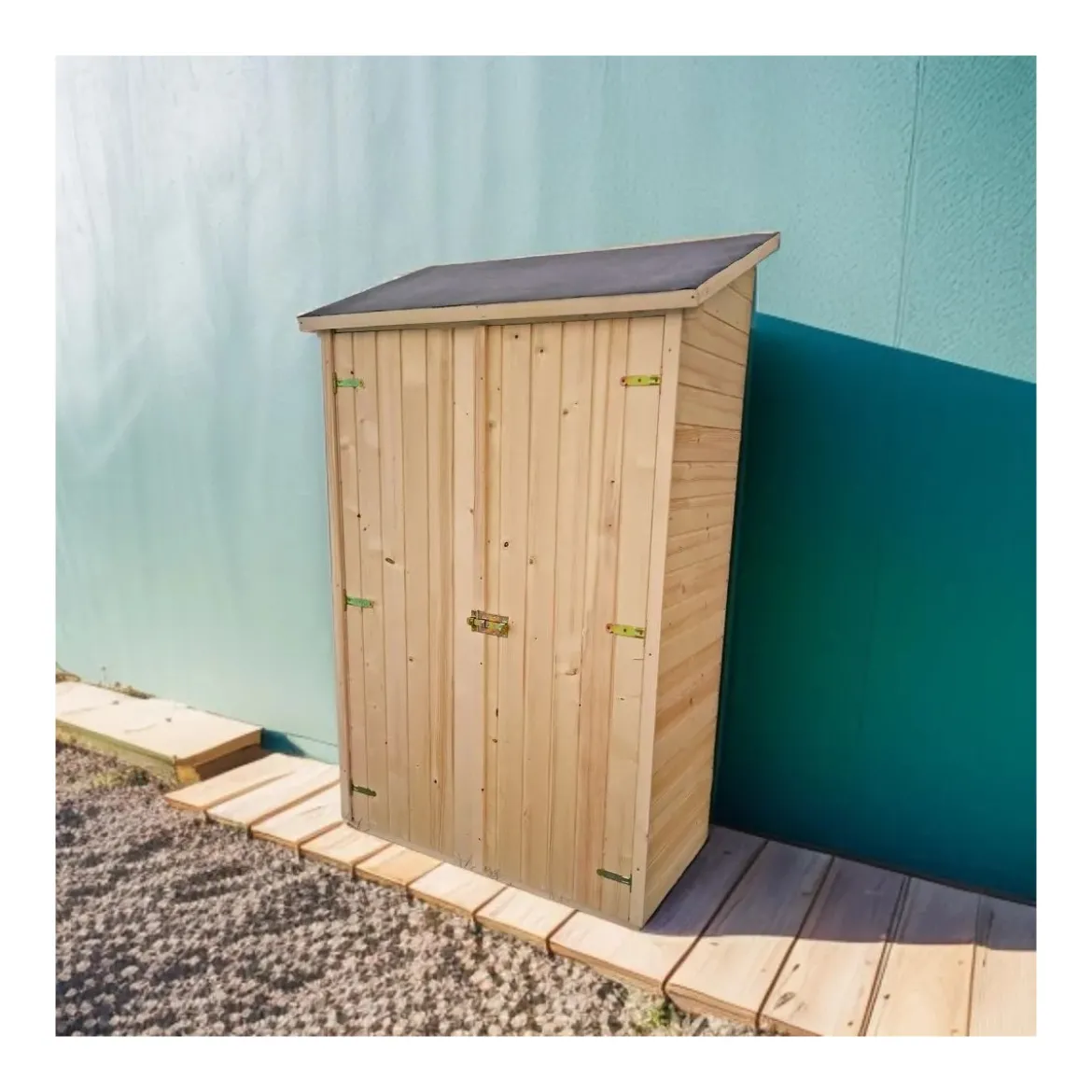 Casetta Armadio 120x60 in Legno per Attrezzi Giardino con Ripiani