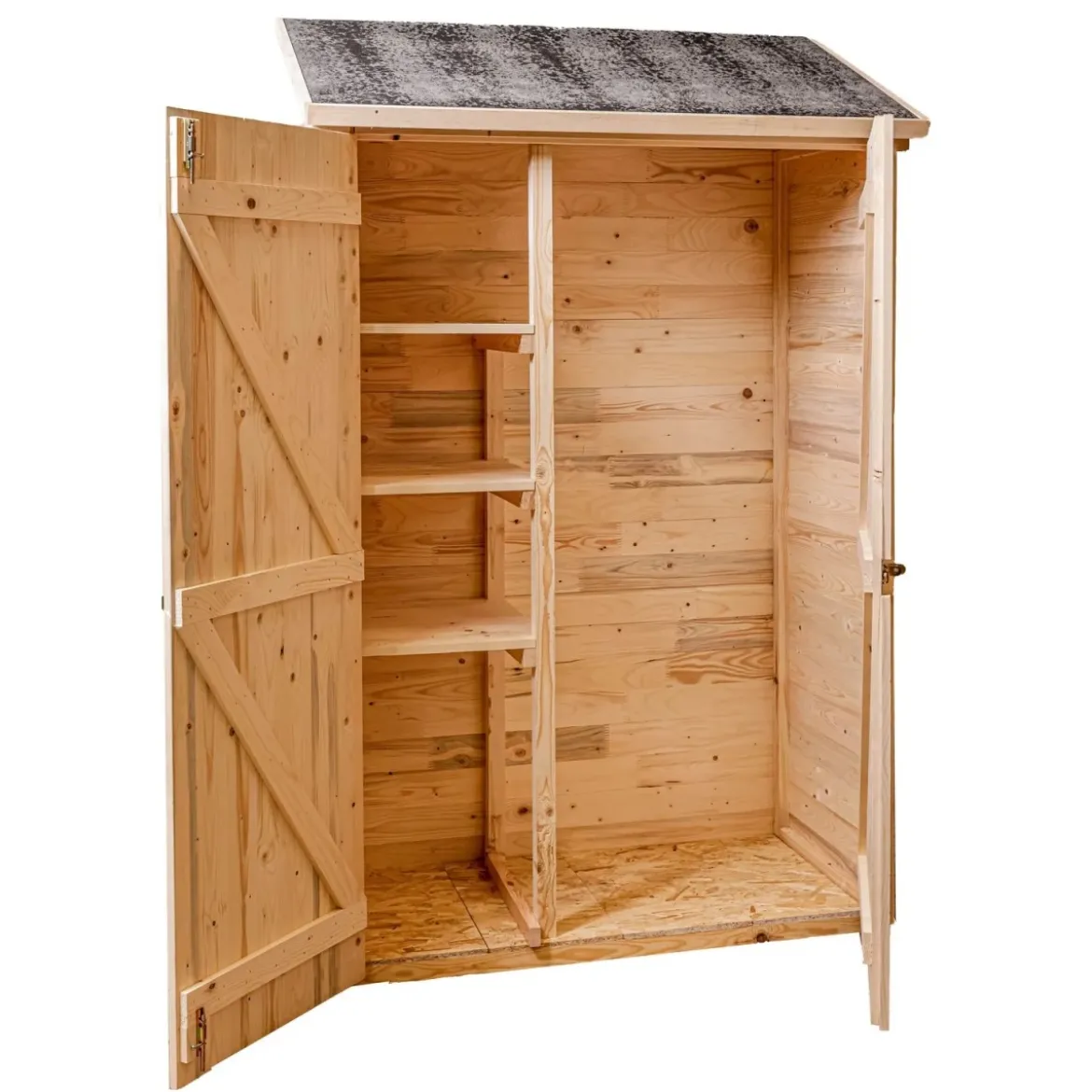 Casetta Armadio 120x60 in Legno per Attrezzi Giardino con Ripiani