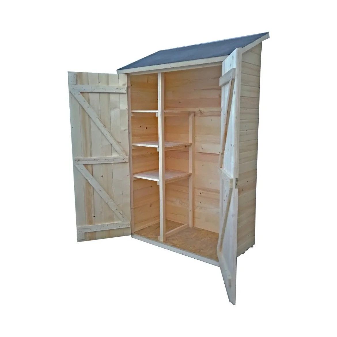 Casetta Armadio 120x60 in Legno per Attrezzi Giardino con Ripiani