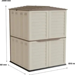 Casetta Attrezzi Plastica Beige Antipioggia da Giardino 151x146 cm