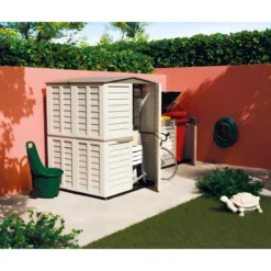 Casetta Attrezzi Plastica Beige Antipioggia da Giardino 151x146 cm