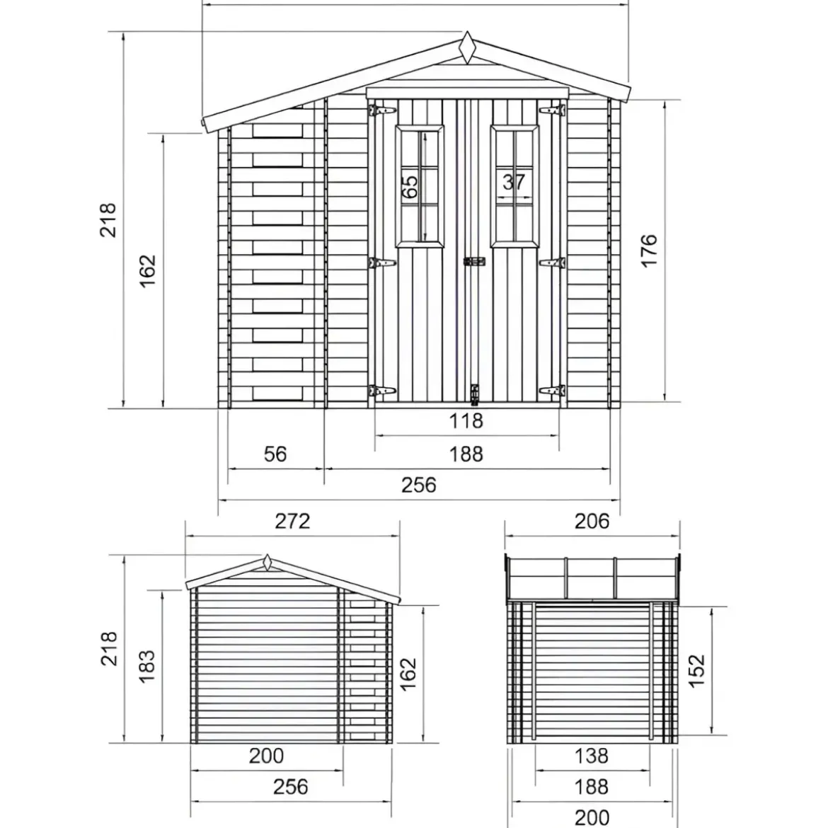 Casetta con Legnaia 272x206x218 cm Box in Legno