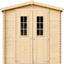 Casetta da Esterno in Legno 2x2 m Doppia Porta Finestrata Deposito