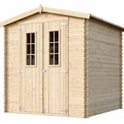 Casetta da Esterno in Legno 2x2 m Doppia Porta Finestrata Deposito