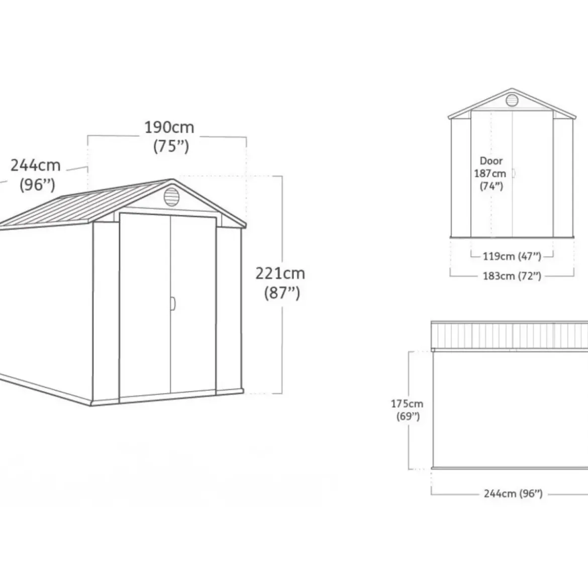 Casetta da Esterno Keter Darwin con Pavimento 190x244 cm