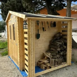 Casetta da Giardino con Legnaia in Legno 19 mm 256x200 cm Pavimento