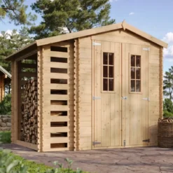 Casetta da Giardino con Legnaia in Legno 19 mm 256x200 cm Pavimento