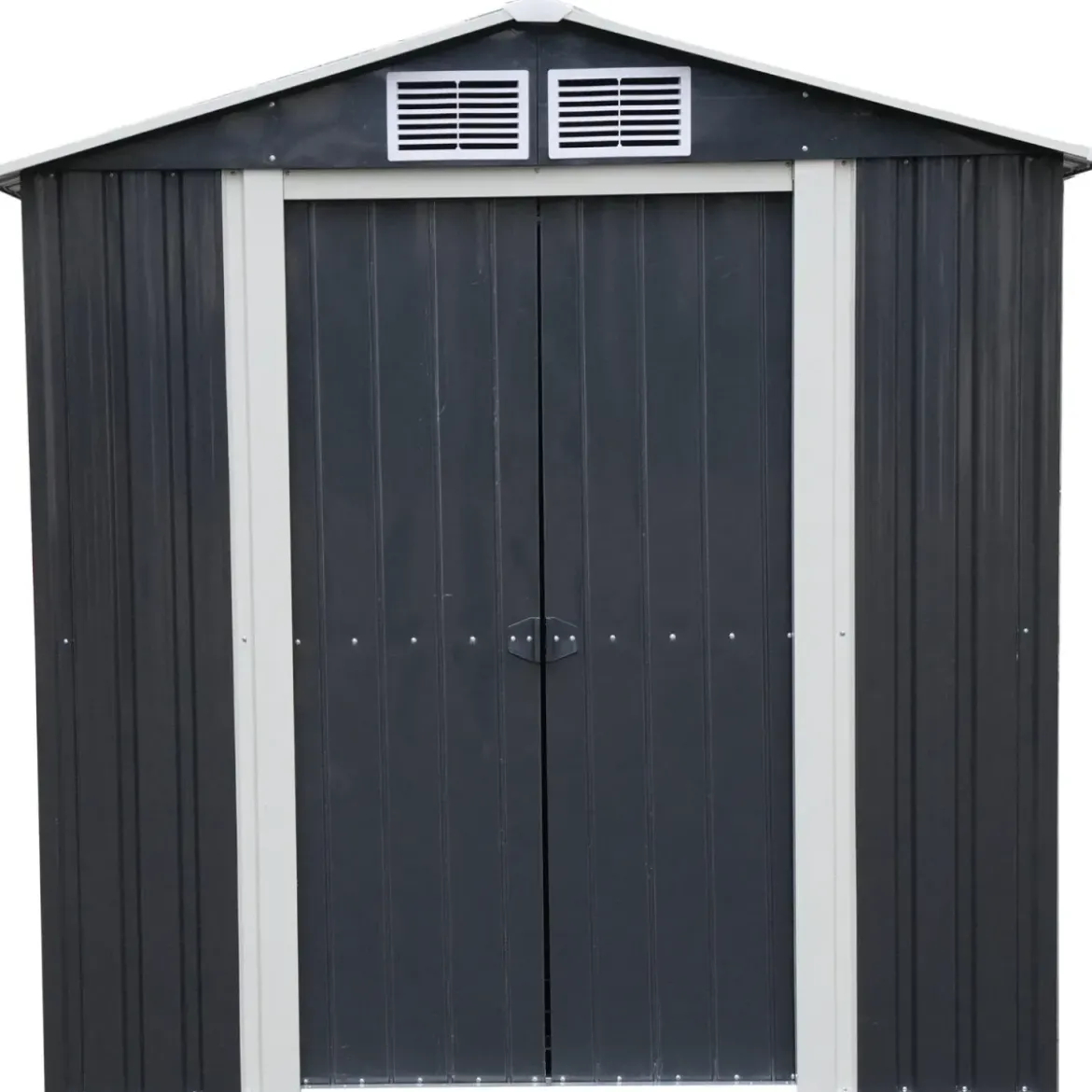 Casetta da Giardino in Acciaio Zincato 195x131 cm Doppia Porta Box