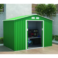 Casetta da Giardino in Lamiera 277x195x203 cm Box Porta Attrezzi