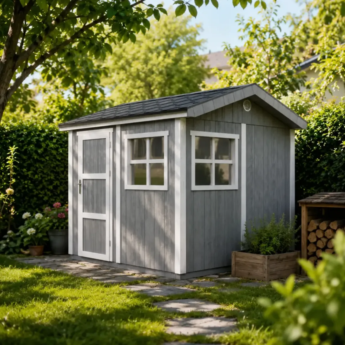 Casetta da Giardino in Legno Grigio Scuro 236x250 cm 6 m2 Pavimento